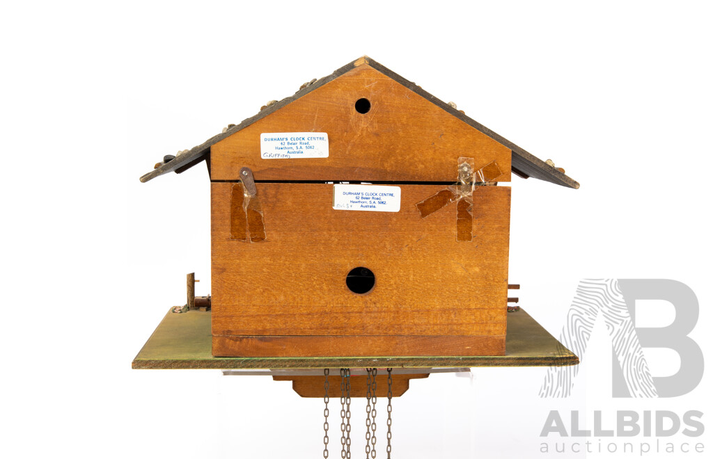 Vintage Swiss Timber Cased Cuckoo Clock with Three Train Movement