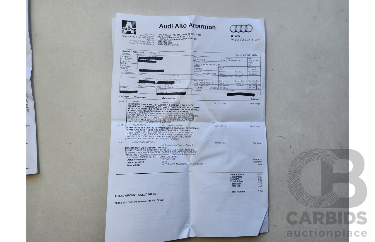 2/2011 Audi A4 2.0 TFSI B8 (8K) MY11 4d Sedan Silver 2.0L
