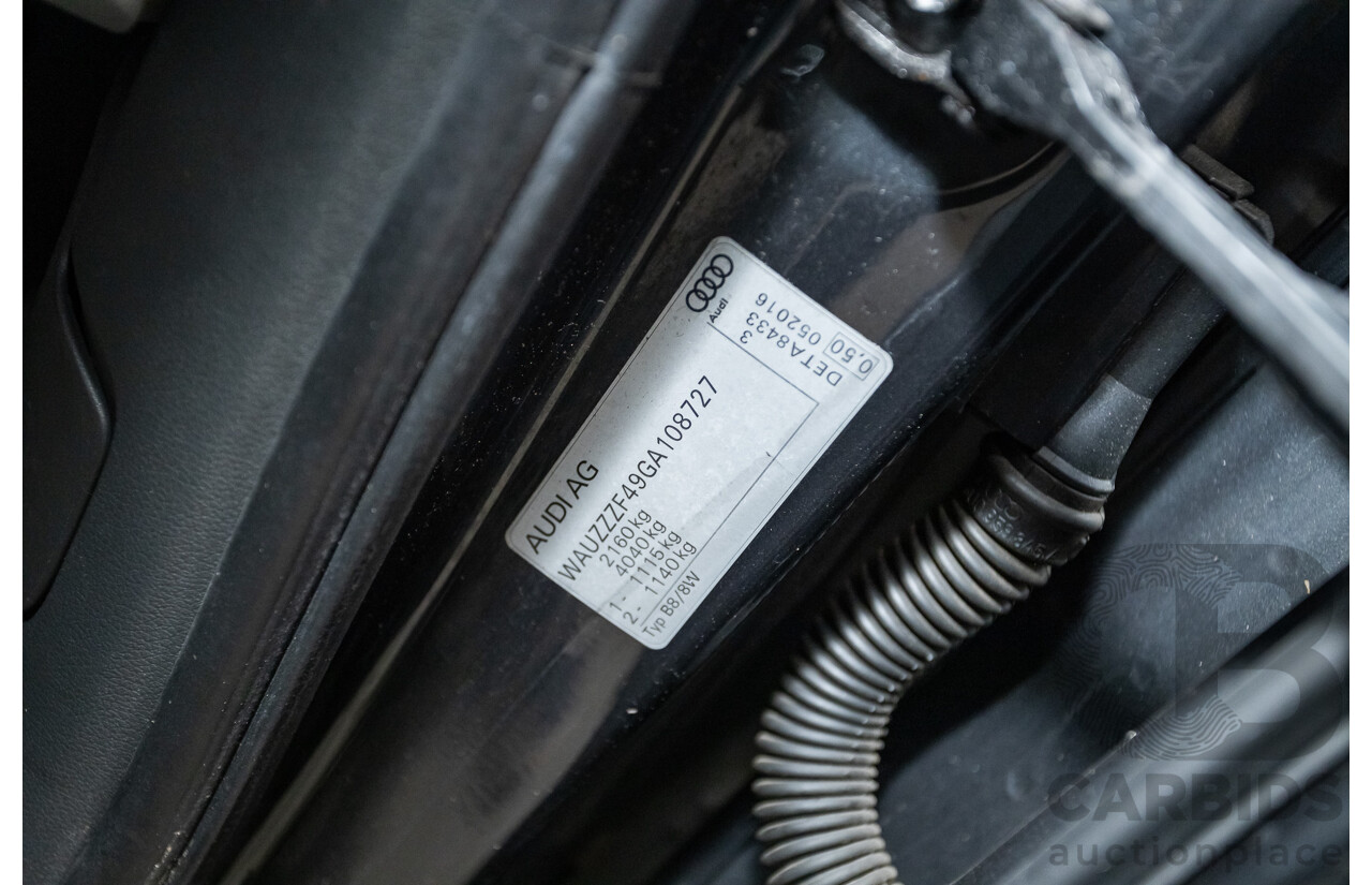 07/2016 Audi A4 2.0 TDI Quattro S-tronic Sport (AWD) F4 (B9) 4D Sedan Grey Turbo Diesel 2.0L