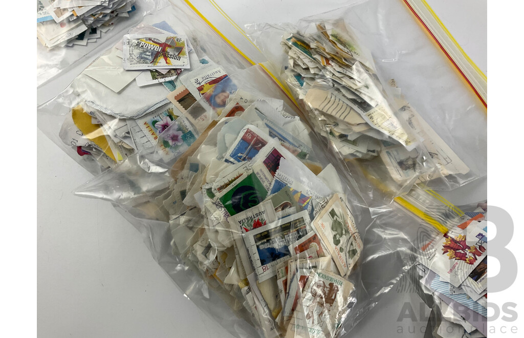 Collection of Cancelled Australian Stamps, Examples Spanning Predecimal to 1990's, QE2 , Bicentennial, Nature Includes Some New Zealand Predecimal- Approximately 1.8 Kilograms