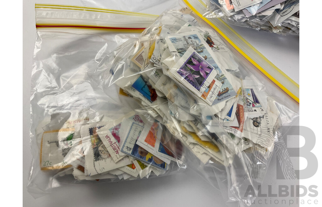 Collection of Cancelled Australian Stamps, Examples Spanning Predecimal to 1990's, QE2 , Bicentennial, Nature Includes Some New Zealand Predecimal- Approximately 1.8 Kilograms