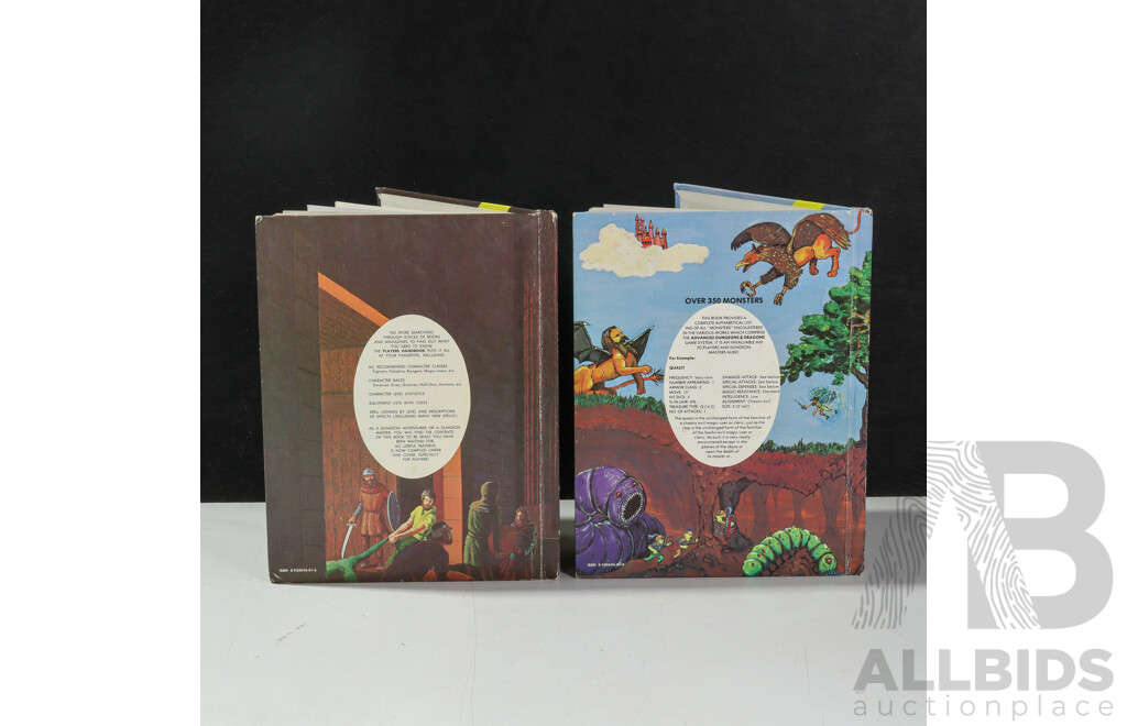 TSR Games Advanced Dungeons & Dragons Players Handbook and Monster Manual Hard Cover Books by Gary Gygax