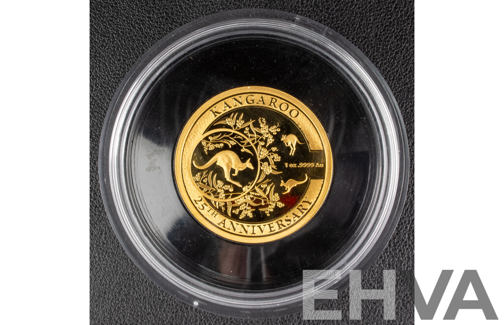 Australian RAM 2018 Gold One Hundred Dollar Coin, Kangaroo Series 25th Anniversary, One Ounce .999