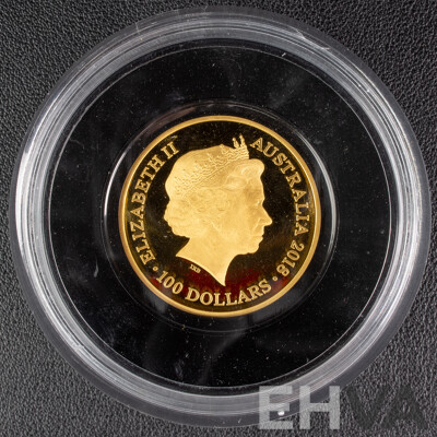Australian RAM 2018 Gold One Hundred Dollar Coin, Kangaroo Series 25th Anniversary, One Ounce .999
