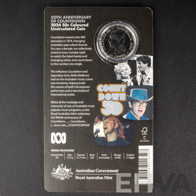 Australian RAM Coloured Fifty Cent, Count Down 50th Anniversary