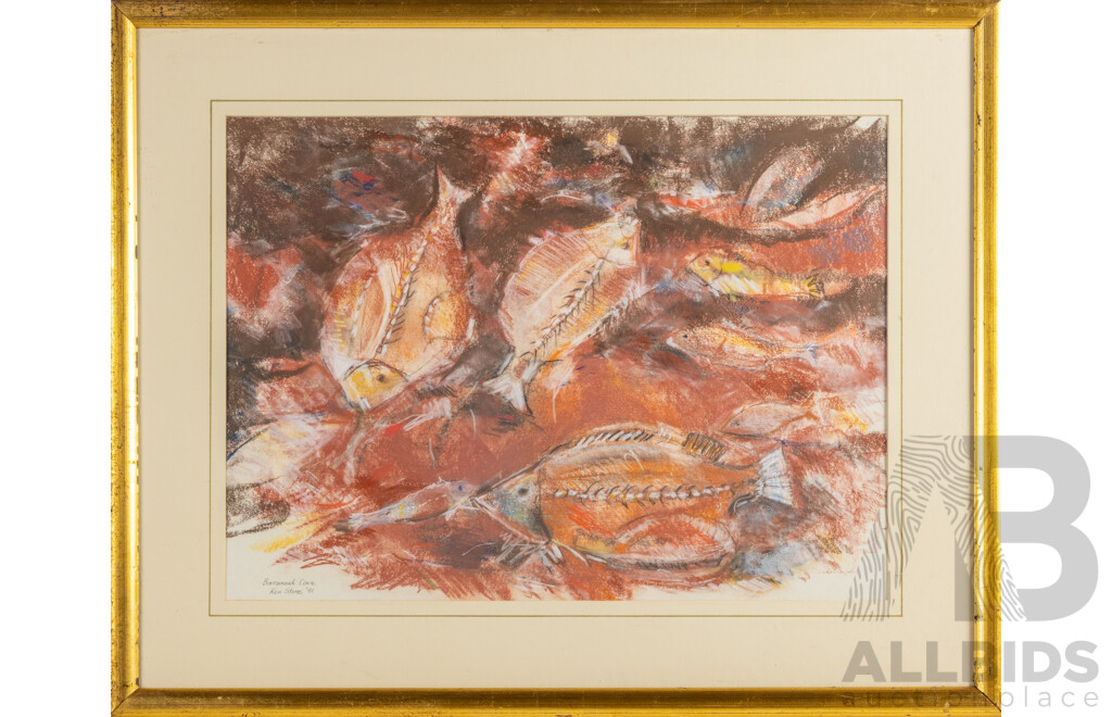 Ken Stone, (20th Century, Australian), Barramundi Cave (1991), Original Pastel, 76W x 61H cm (frame)