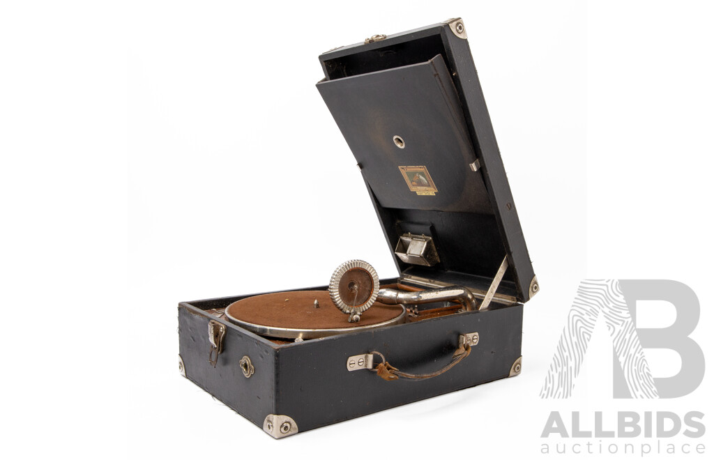 Vintage His Masters Voice Portable Gramophone Player
