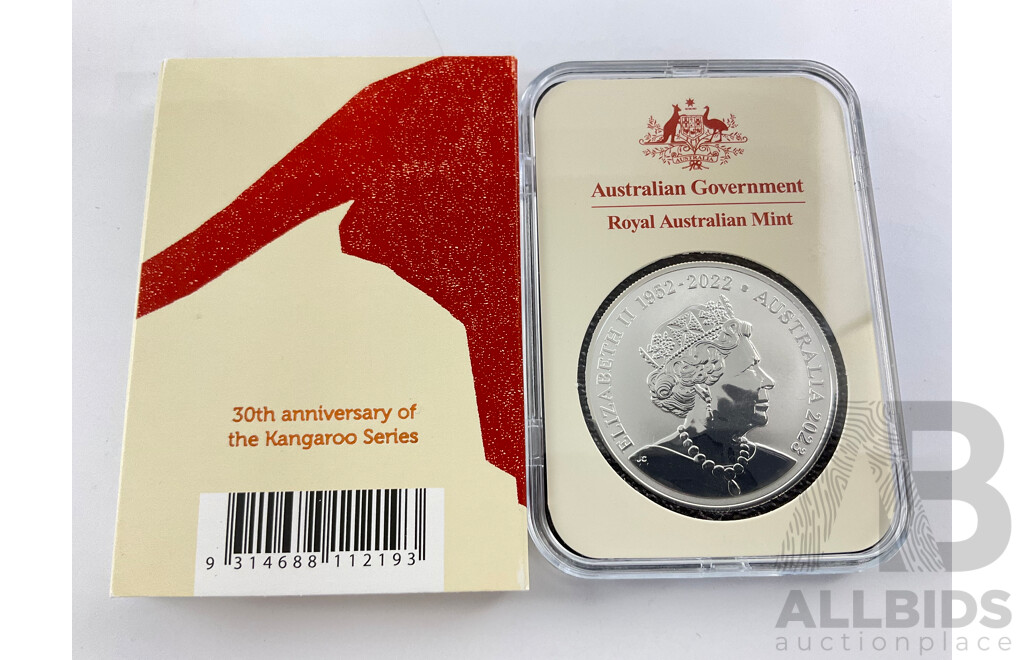 Australian RAM 2023 Silver Frosted One Dollar Coin, Mob of Thirty - 30th Anniversary of the Kangaroo Series, C Mintmark