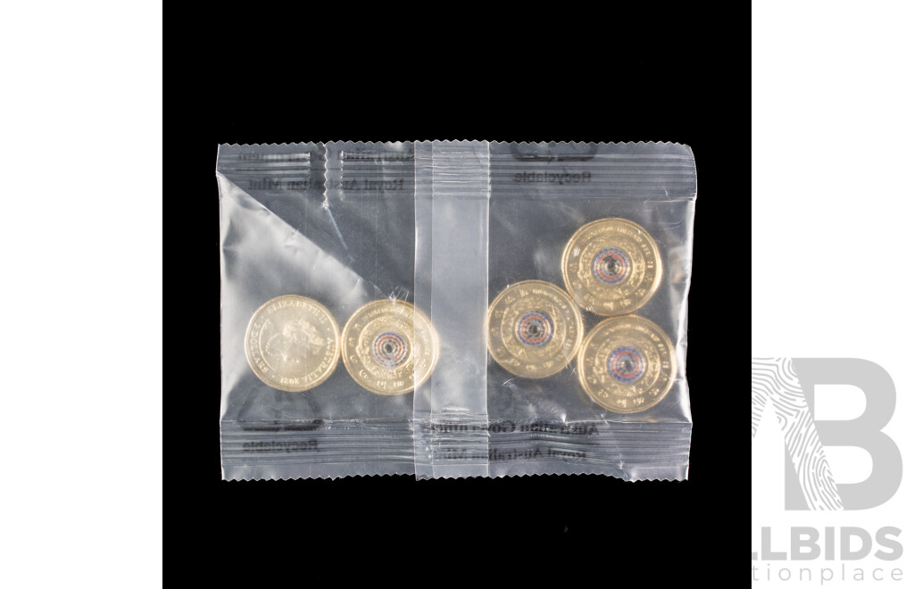 Australian RAM Commemorative UNC Two Dollar Coins Including 2020 75th Anniversary End of WW2 2021 Indigenous Military Service, 2022 75th Anniversary Peace Keeping