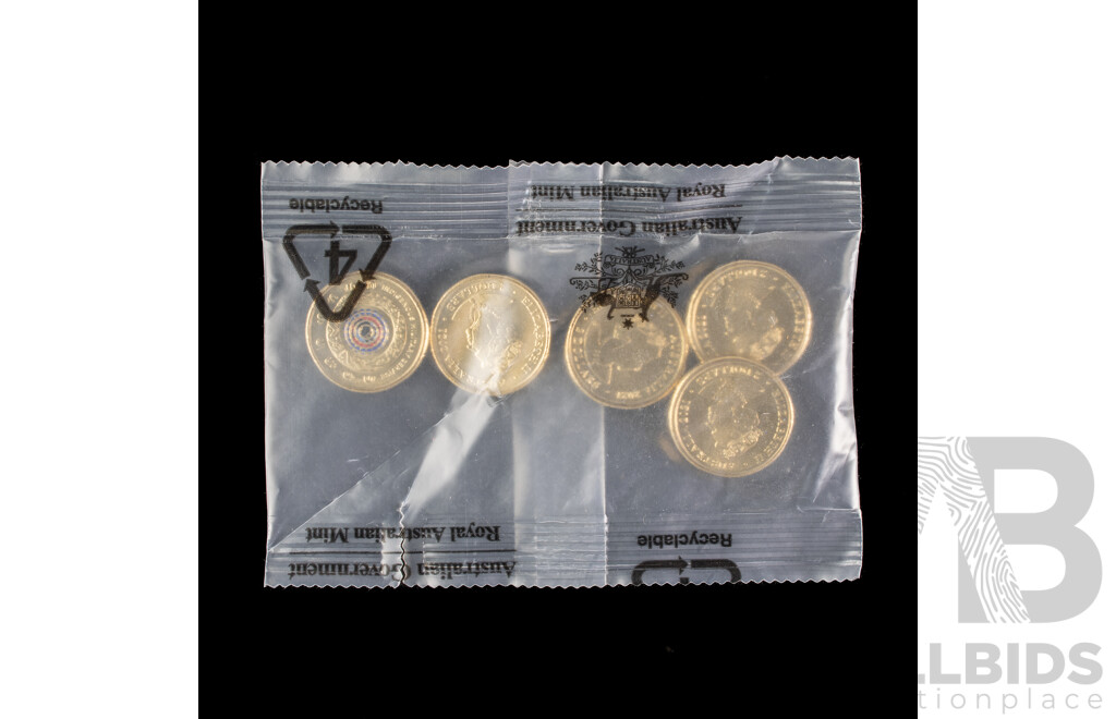 Australian RAM Commemorative UNC Two Dollar Coins Including 2020 75th Anniversary End of WW2 2021 Indigenous Military Service, 2022 75th Anniversary Peace Keeping