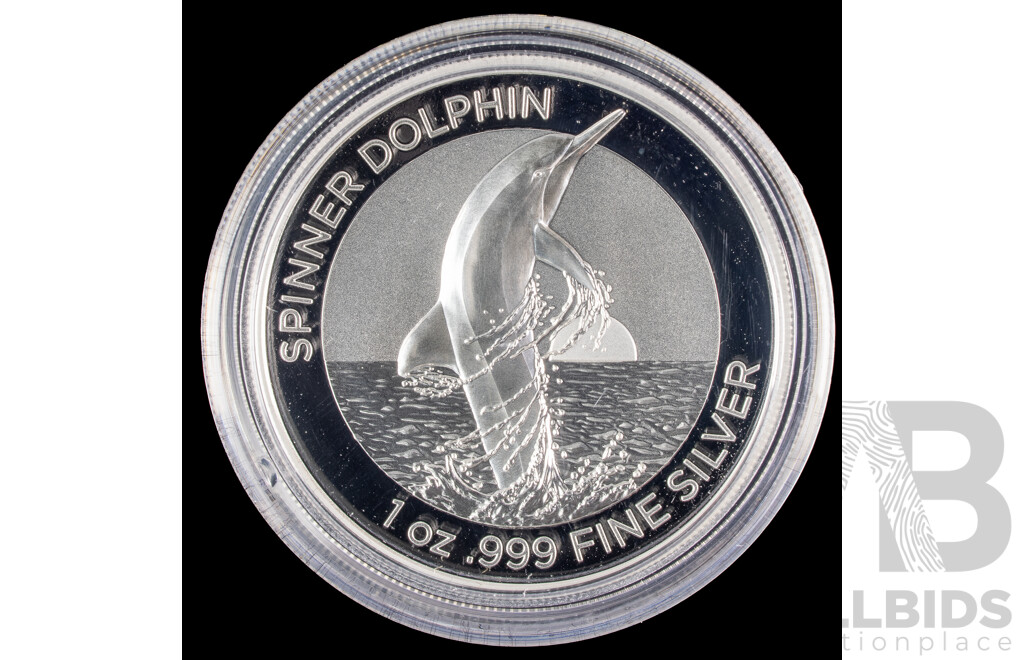 Australian RAM 2020 High Relief Silver Proof Five Dollar Coin, Spinner Dolphin  .999