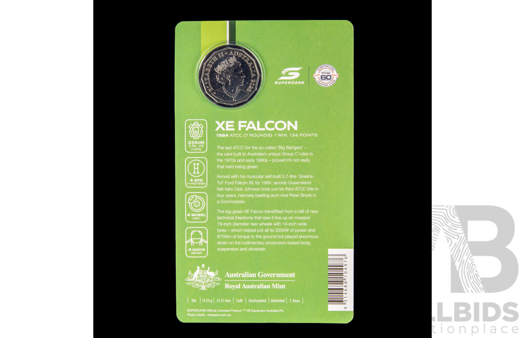 Australian RAM 2020 Nine Fifty Cent Coin Supercars Set, 60 Years of Australian Touring Car Chapionship