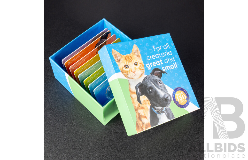 Australian RAM 2021 Colour Frosted One Dollar Coin Set, RSPCA 150 Years 1871 - 2021