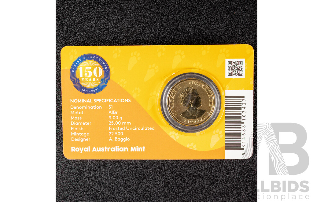 Australian RAM 2021 Colour Frosted One Dollar Coin Set, RSPCA 150 Years 1871 - 2021