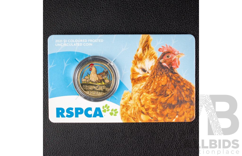 Australian RAM 2021 Colour Frosted One Dollar Coin Set, RSPCA 150 Years 1871 - 2021