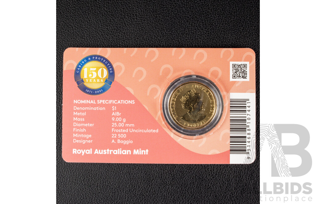Australian RAM 2021 Colour Frosted One Dollar Coin Set, RSPCA 150 Years 1871 - 2021