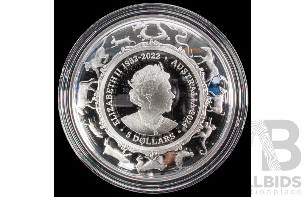 Australian RAM 2024 Silver Proof Domed Five Dollar Coin, Lunar Series Year of the Dragon