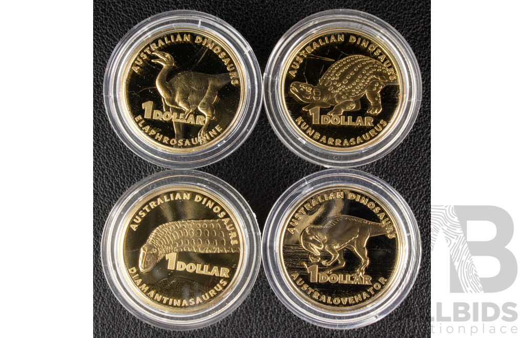 Australian RAM 2022 Four Proof One Dollar Coin Set, Australian Dinosaurs
