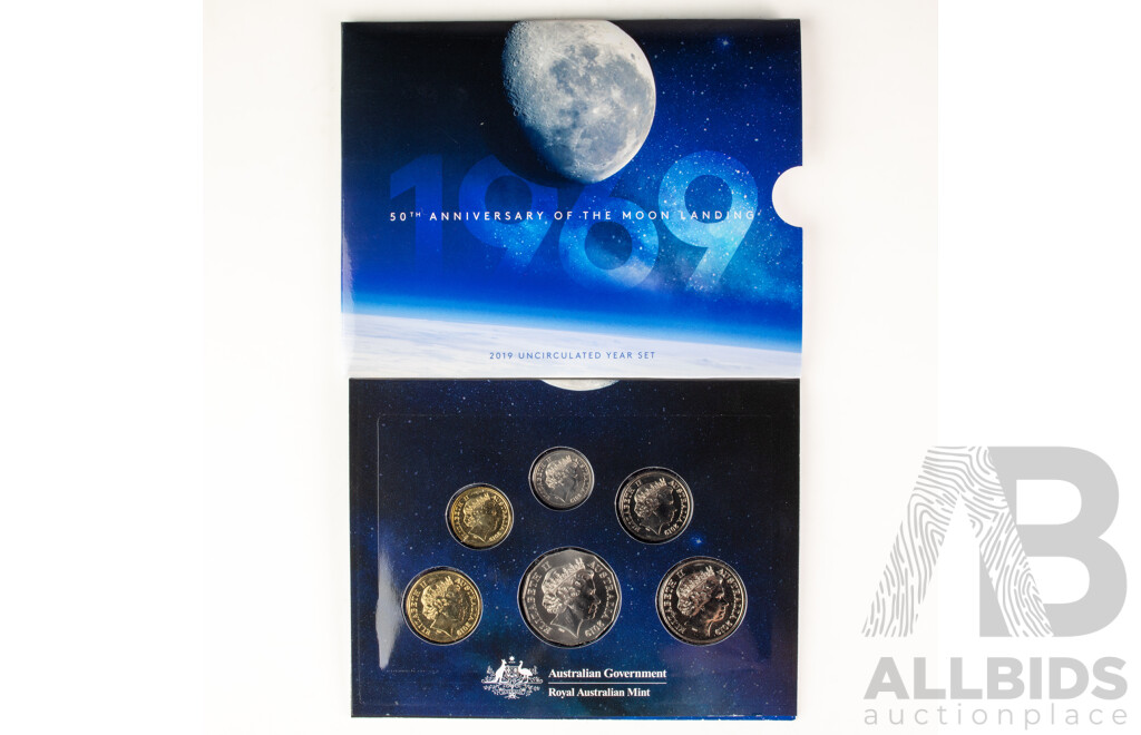 Australian RAM 2019 Six UNC Coin Set, Moon Landing 50th Anniversary