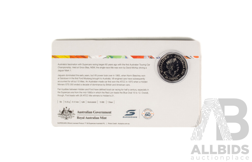 Australian RAM 2020 Nine Fifty Cent Coin Supercars Set, 60 Years of Australian Touring Car Championship