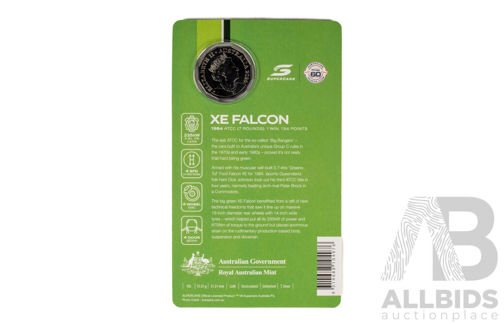 Australian RAM 2020 Nine Fifty Cent Coin Supercars Set, 60 Years of Australian Touring Car Championship