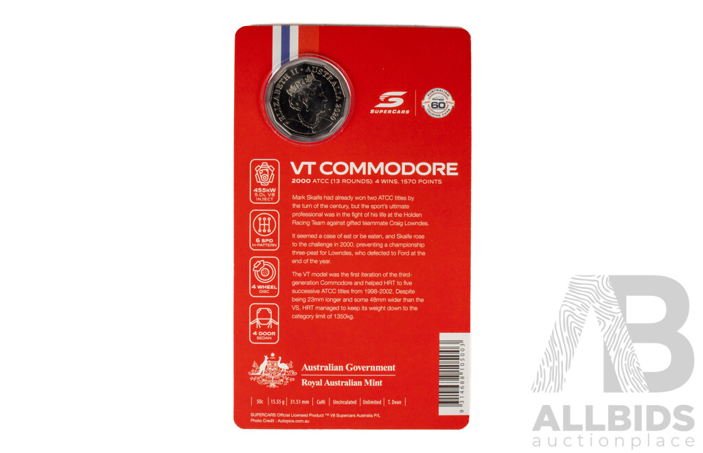 Australian RAM 2020 Nine Fifty Cent Coin Supercars Set, 60 Years of Australian Touring Car Championship