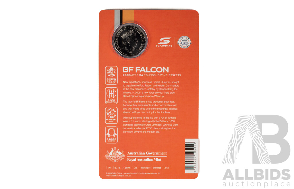 Australian RAM 2020 Nine Fifty Cent Coin Supercars Set, 60 Years of Australian Touring Car Championship