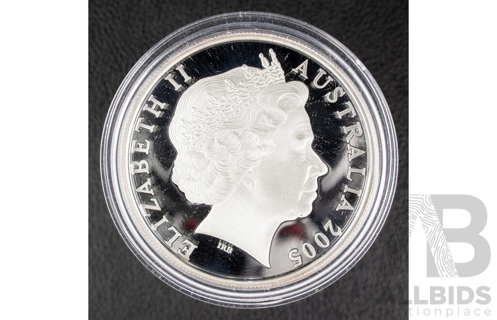 Australian RAM 2005 Silver One Dollar Proof Coin, Kangaroo .999
