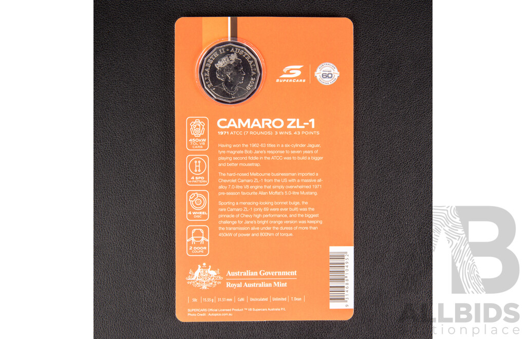 Australian RAM 2020 Nine Fifty Cent Coin Supercars Set, 60 Years of Australian Touring Car Championship