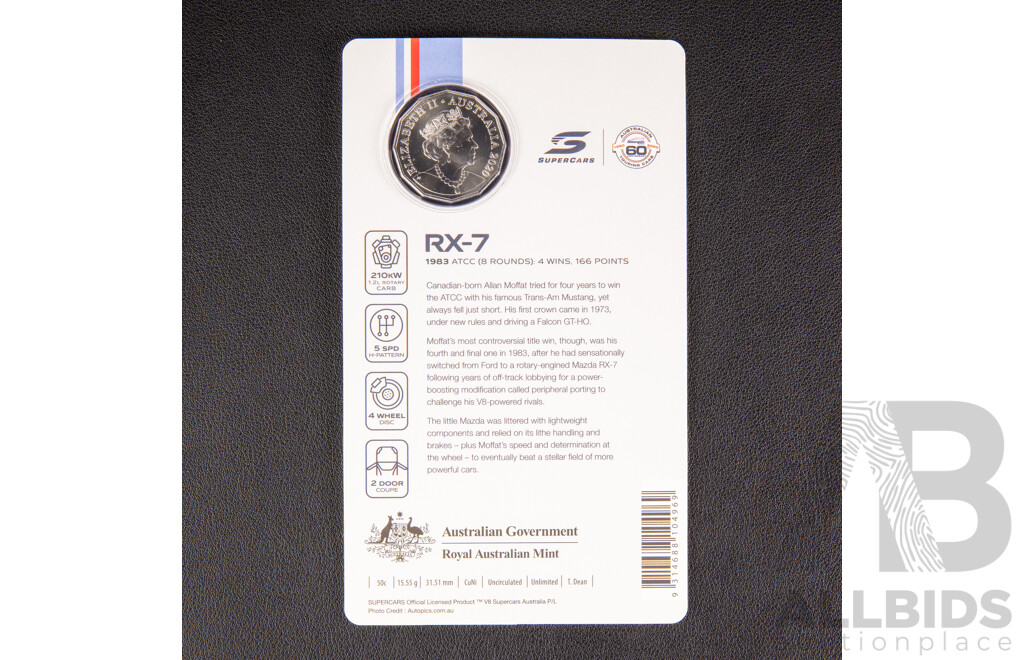 Australian RAM 2020 Nine Fifty Cent Coin Supercars Set, 60 Years of Australian Touring Car Championship