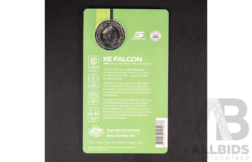 Australian RAM 2020 Nine Fifty Cent Coin Supercars Set, 60 Years of Australian Touring Car Championship