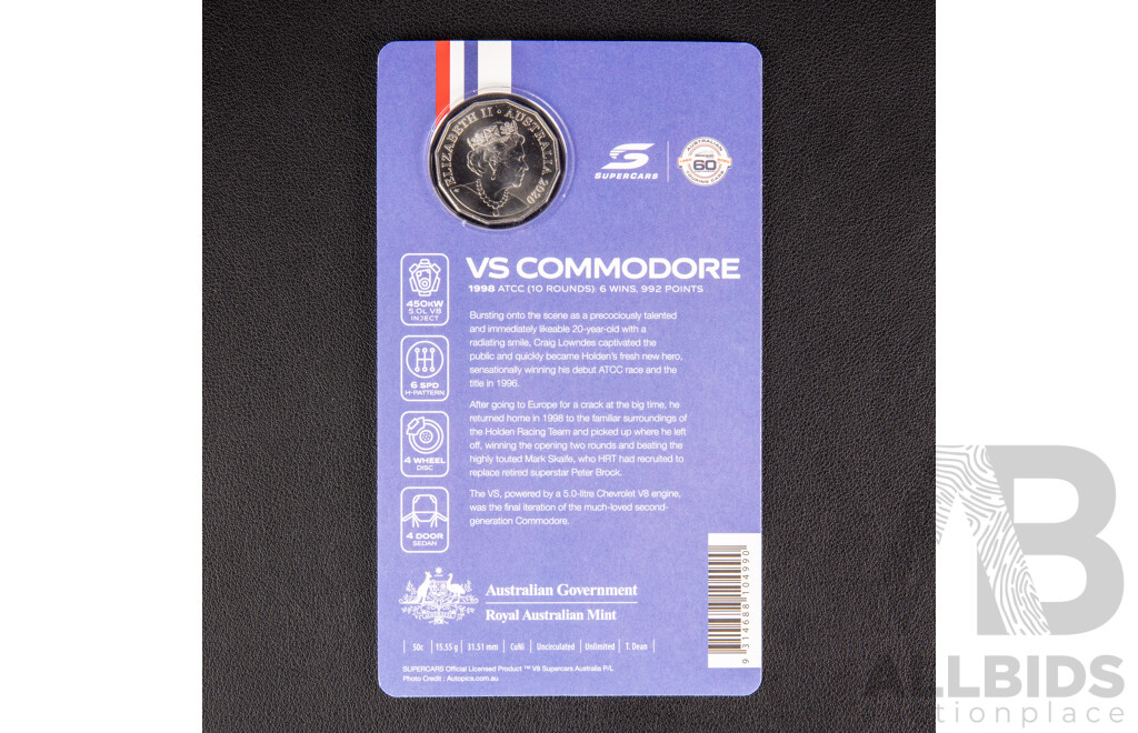 Australian RAM 2020 Nine Fifty Cent Coin Supercars Set, 60 Years of Australian Touring Car Championship