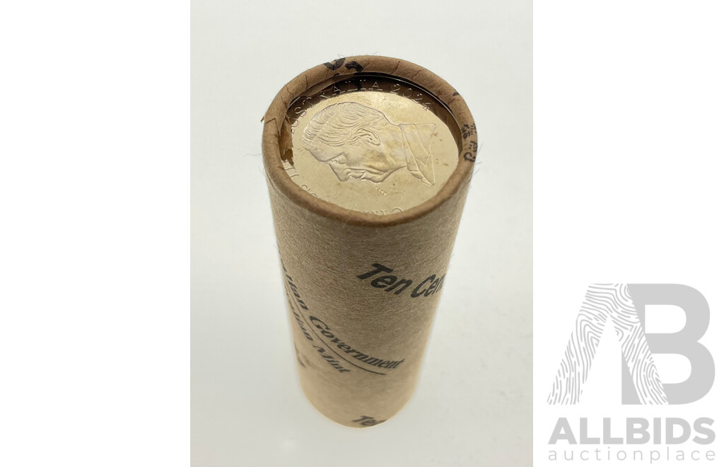 Australian RAM 2024 UNC Ten Cent Coin Roll, King Charles III First Year Issue