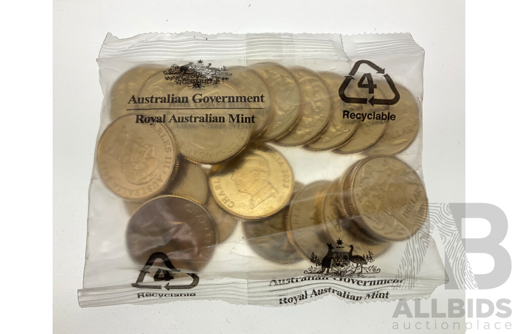Twenty Australian RAM 2023 UNC One Dollar Coins, KCIII