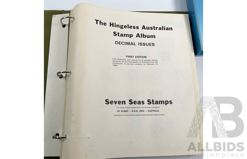 Australian Seven Seas Decimal Hingeless Stamp Album, 1966-1980 with Olympic 1996/2000 First Day Covers Album and Ten 2000 Olympic Mint Stamp Mini Sheets
