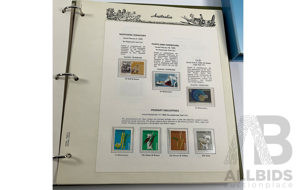 Australian Seven Seas Decimal Hingeless Stamp Album, 1966-1980 with Olympic 1996/2000 First Day Covers Album and Ten 2000 Olympic Mint Stamp Mini Sheets