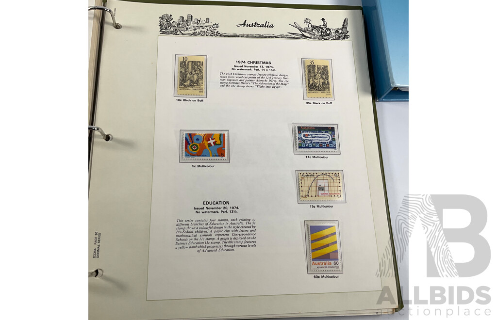 Australian Seven Seas Decimal Hingeless Stamp Album, 1966-1980 with Olympic 1996/2000 First Day Covers Album and Ten 2000 Olympic Mint Stamp Mini Sheets