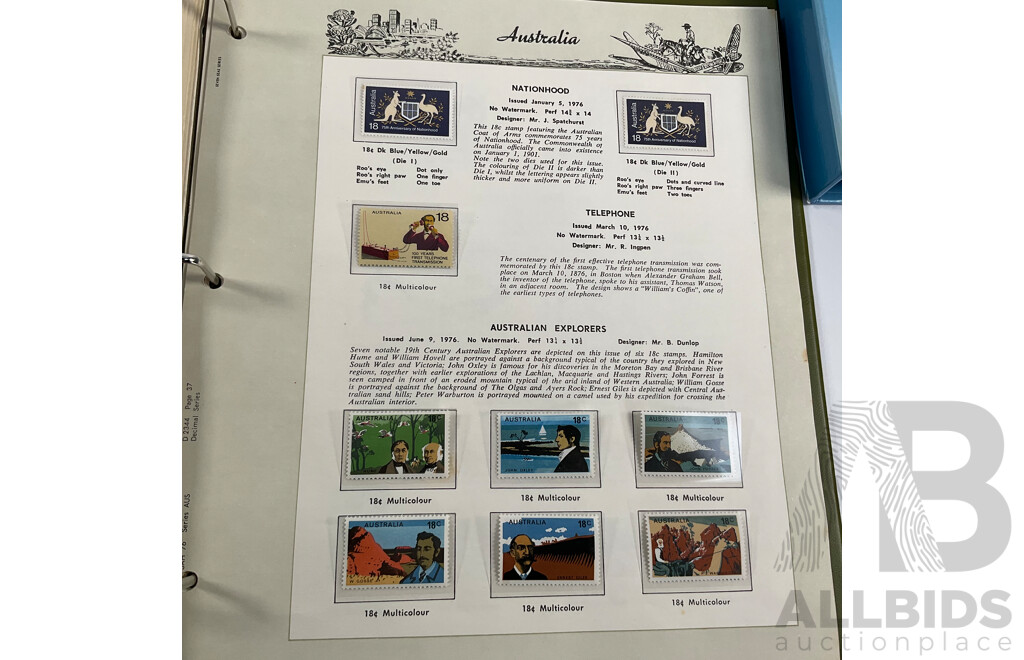 Australian Seven Seas Decimal Hingeless Stamp Album, 1966-1980 with Olympic 1996/2000 First Day Covers Album and Ten 2000 Olympic Mint Stamp Mini Sheets