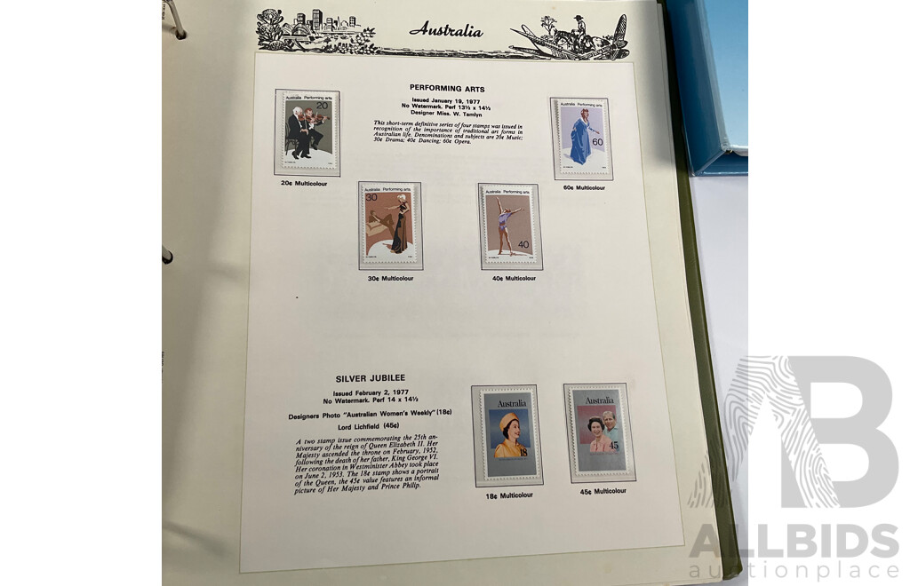 Australian Seven Seas Decimal Hingeless Stamp Album, 1966-1980 with Olympic 1996/2000 First Day Covers Album and Ten 2000 Olympic Mint Stamp Mini Sheets