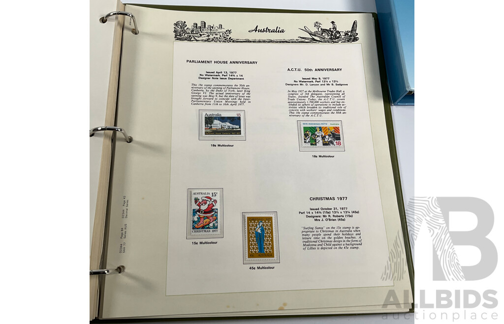 Australian Seven Seas Decimal Hingeless Stamp Album, 1966-1980 with Olympic 1996/2000 First Day Covers Album and Ten 2000 Olympic Mint Stamp Mini Sheets
