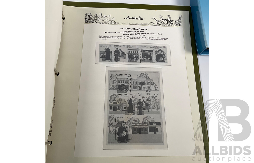 Australian Seven Seas Decimal Hingeless Stamp Album, 1966-1980 with Olympic 1996/2000 First Day Covers Album and Ten 2000 Olympic Mint Stamp Mini Sheets