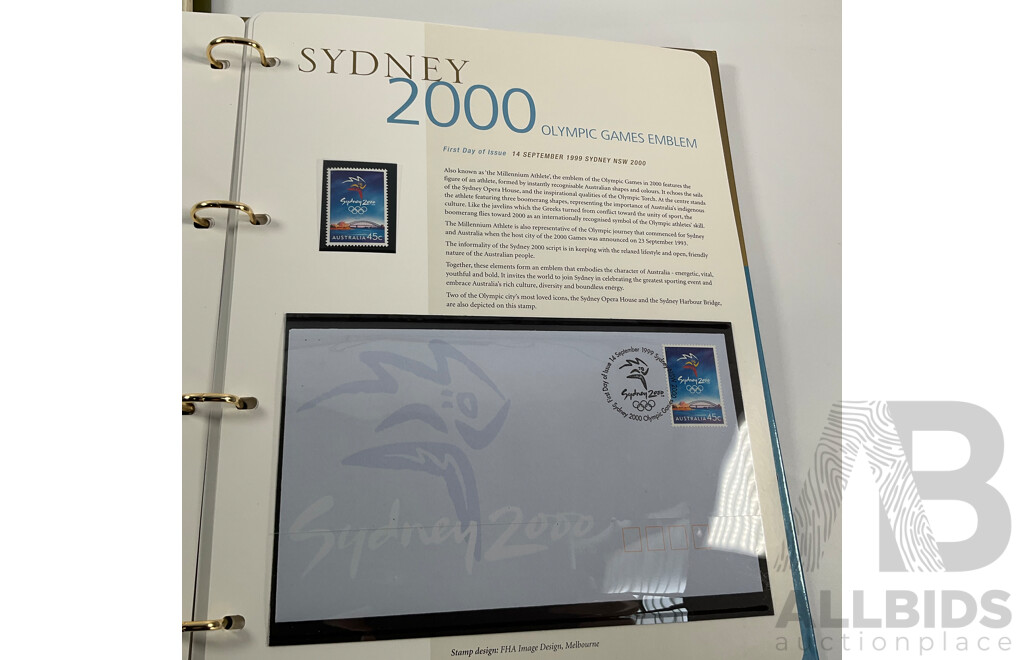 Australian Seven Seas Decimal Hingeless Stamp Album, 1966-1980 with Olympic 1996/2000 First Day Covers Album and Ten 2000 Olympic Mint Stamp Mini Sheets