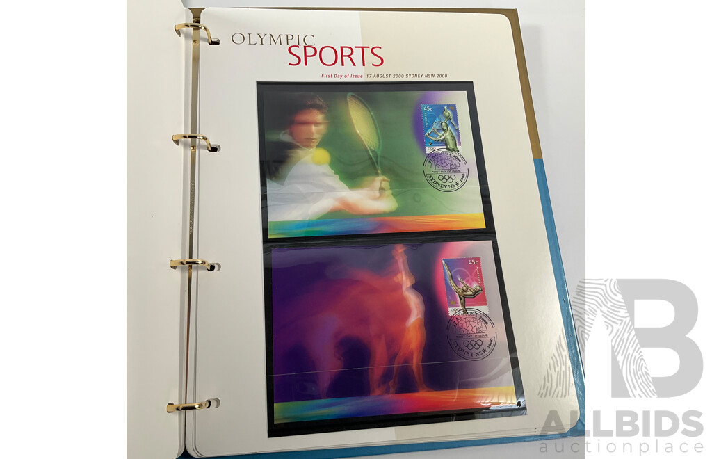 Australian Seven Seas Decimal Hingeless Stamp Album, 1966-1980 with Olympic 1996/2000 First Day Covers Album and Ten 2000 Olympic Mint Stamp Mini Sheets