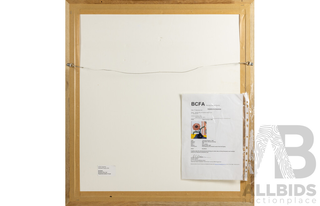 Criss Canning, (20th Century, Australian, 1947-), Oriental Poppies (2007), Multi-Plate Etching, 73 x 67 cm (frame)