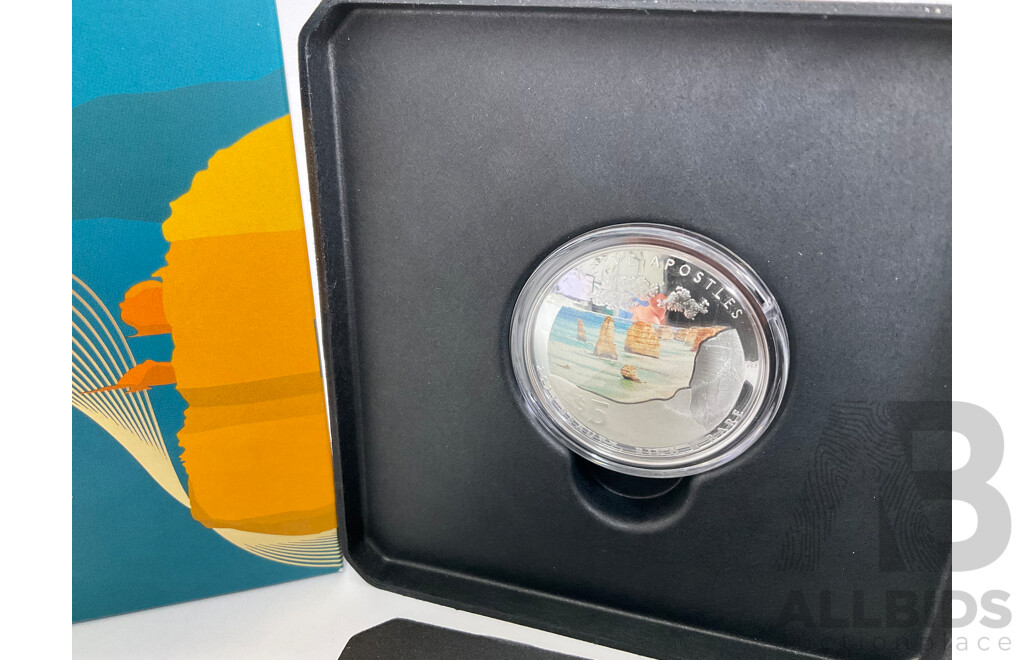 Australian RAM 2023 Silver Coloured Domed Proof Five Dollar Coin, Beauty Rich & Rare - Twelve Apostles