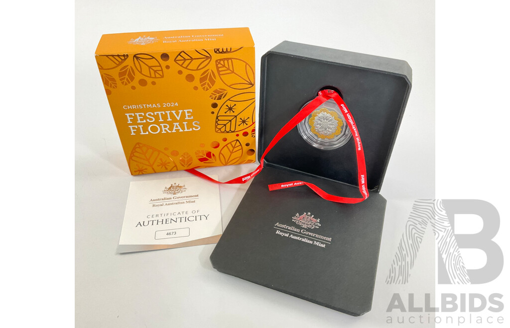 Australian RAM 2024 Silver Proof Fifty Cent Coin, Festive Florals .999
