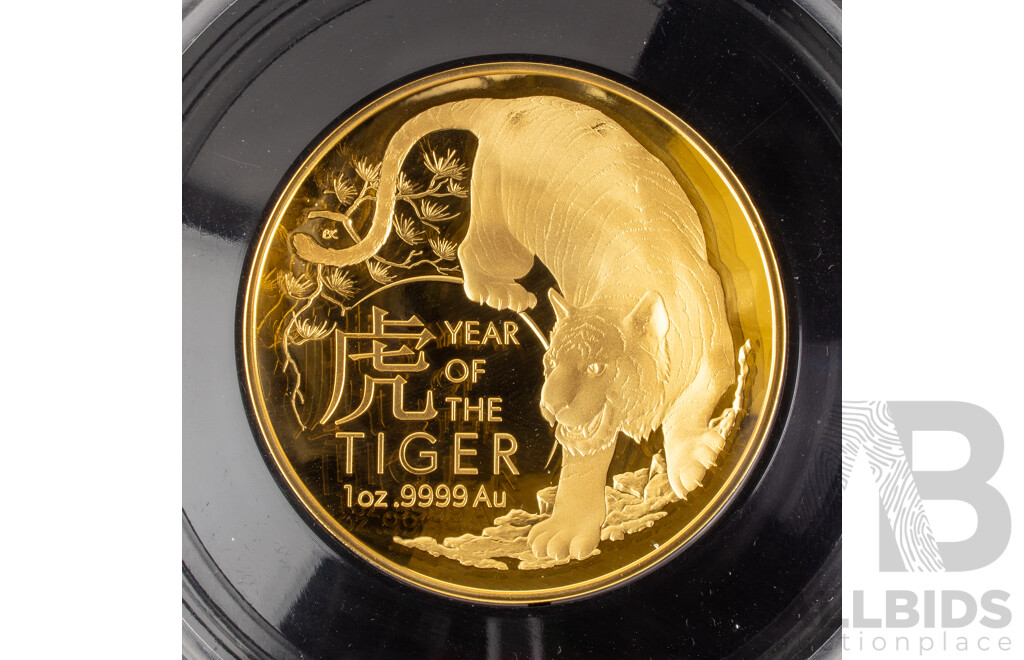Australian RAM 2022 Gold Proof Domed One Hundred Dollar Coin, Lunar Series - Year of the Tiger .999