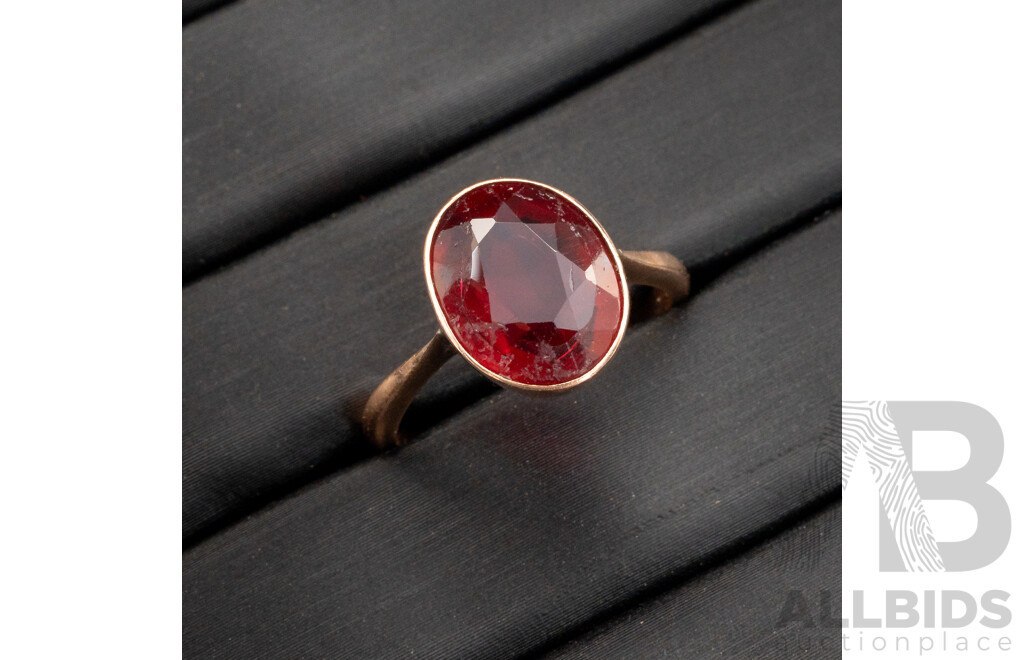 8ct Rose Gold Garnet Vintage Ring, Size L, 3.17 Grams
