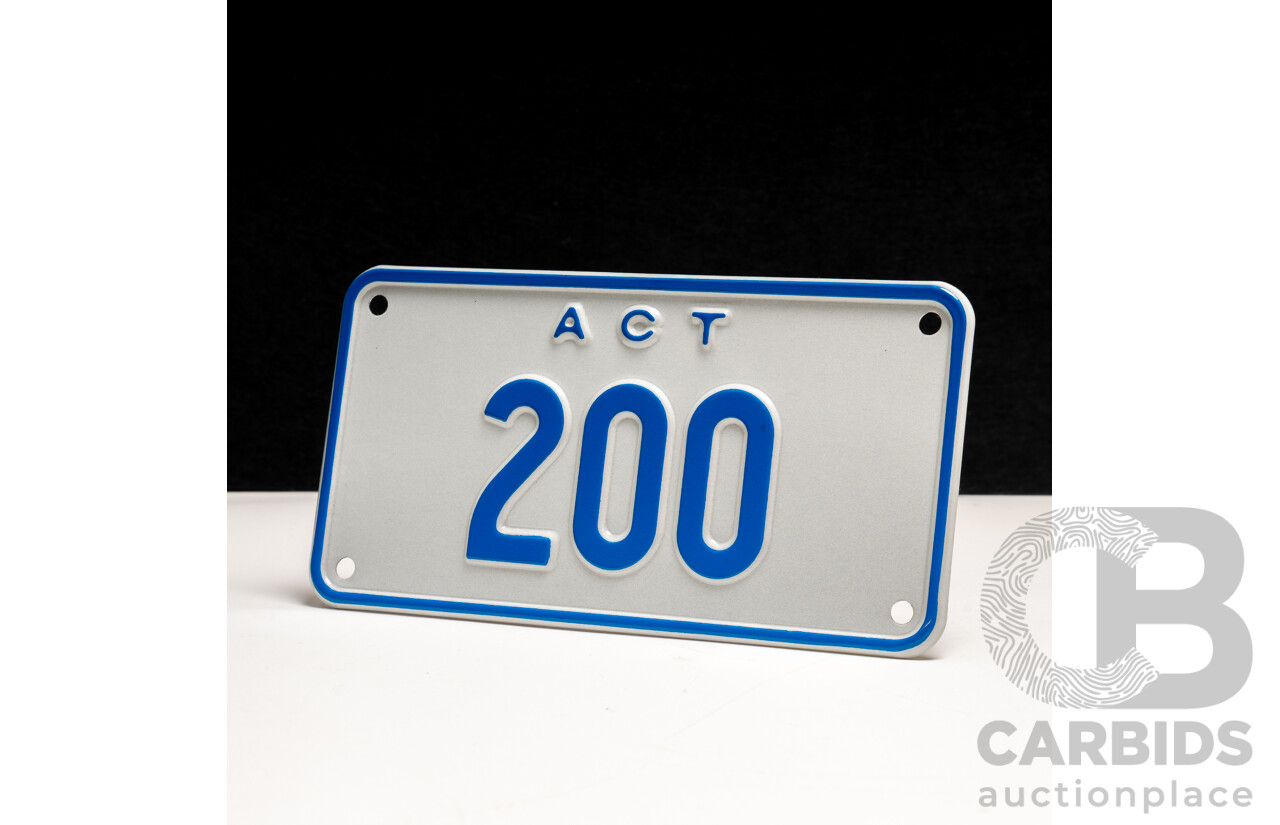 ACT Three Digit MOTORBIKE Number Plate - 200