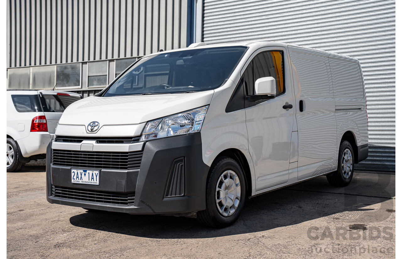 10/2023 Toyota Hiace LWB Panel Option (RWD) GDH300R 5D Van French Vanilla White Turbo Diesel 2.8L